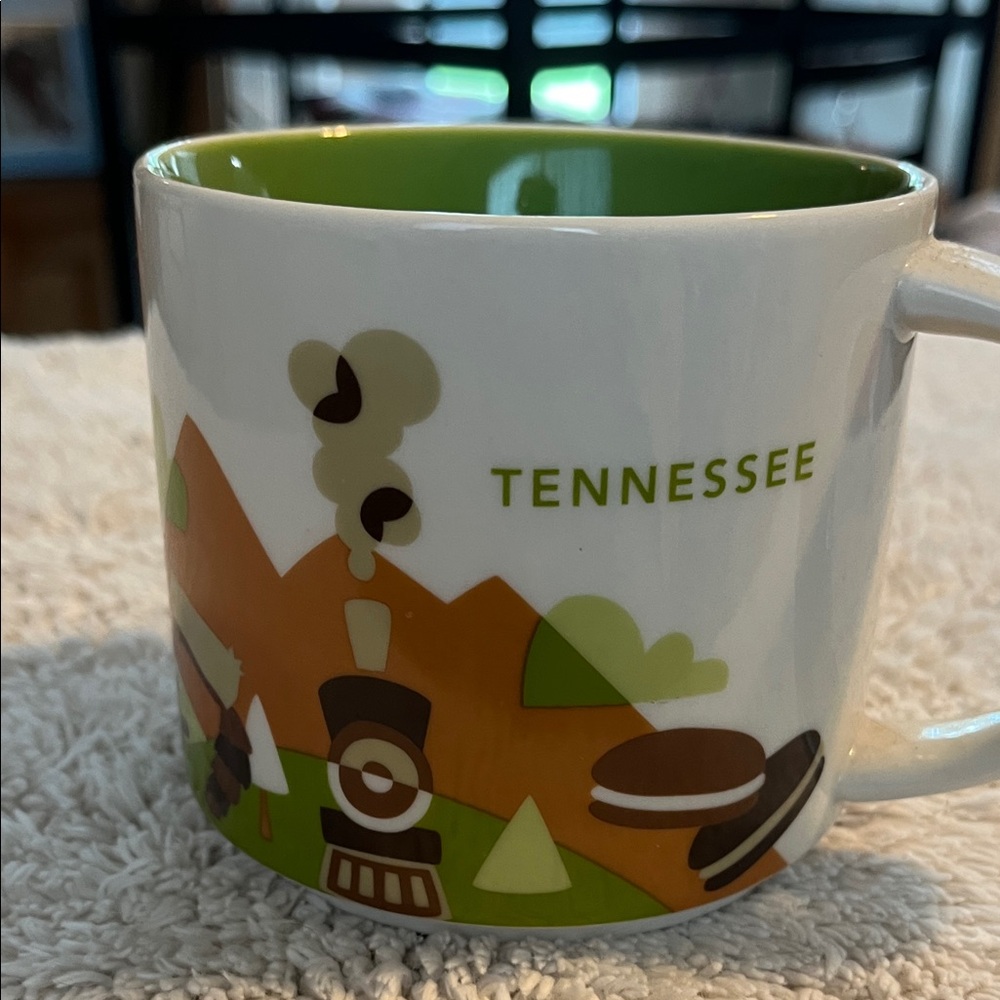 Starbucks Mug with Green Interior and Scenic Design